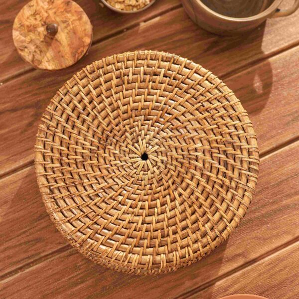 Handmade Round Cane Storage Box