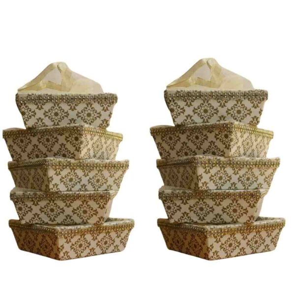Nested Set of 5 Boat Shaped Cardboard Baskets