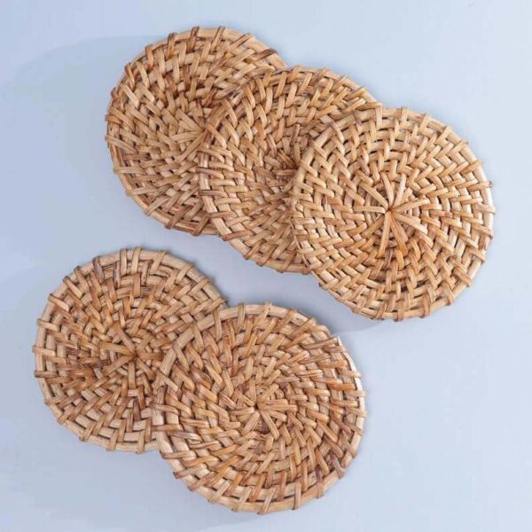 Handmade Rattan and Seagrass Coasters Set of 5