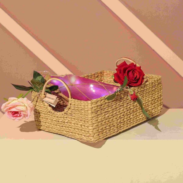 Handwoven Seagrass Round Handle Basket Front View