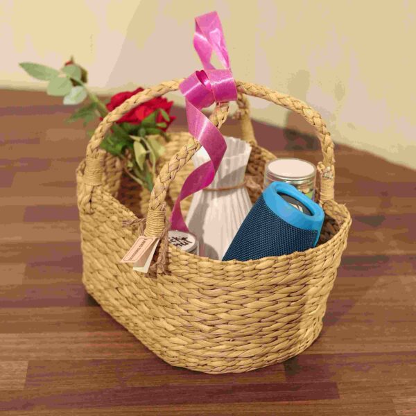 Handwoven Kauna Grass Oval Basket Front View