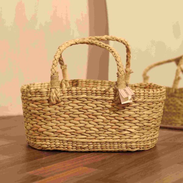 Kauna Grass Oval Basket in Living Room Decor