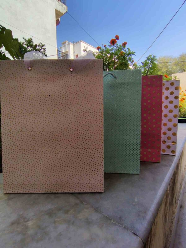 Pink Flower Printed Paper Bags for Gifting